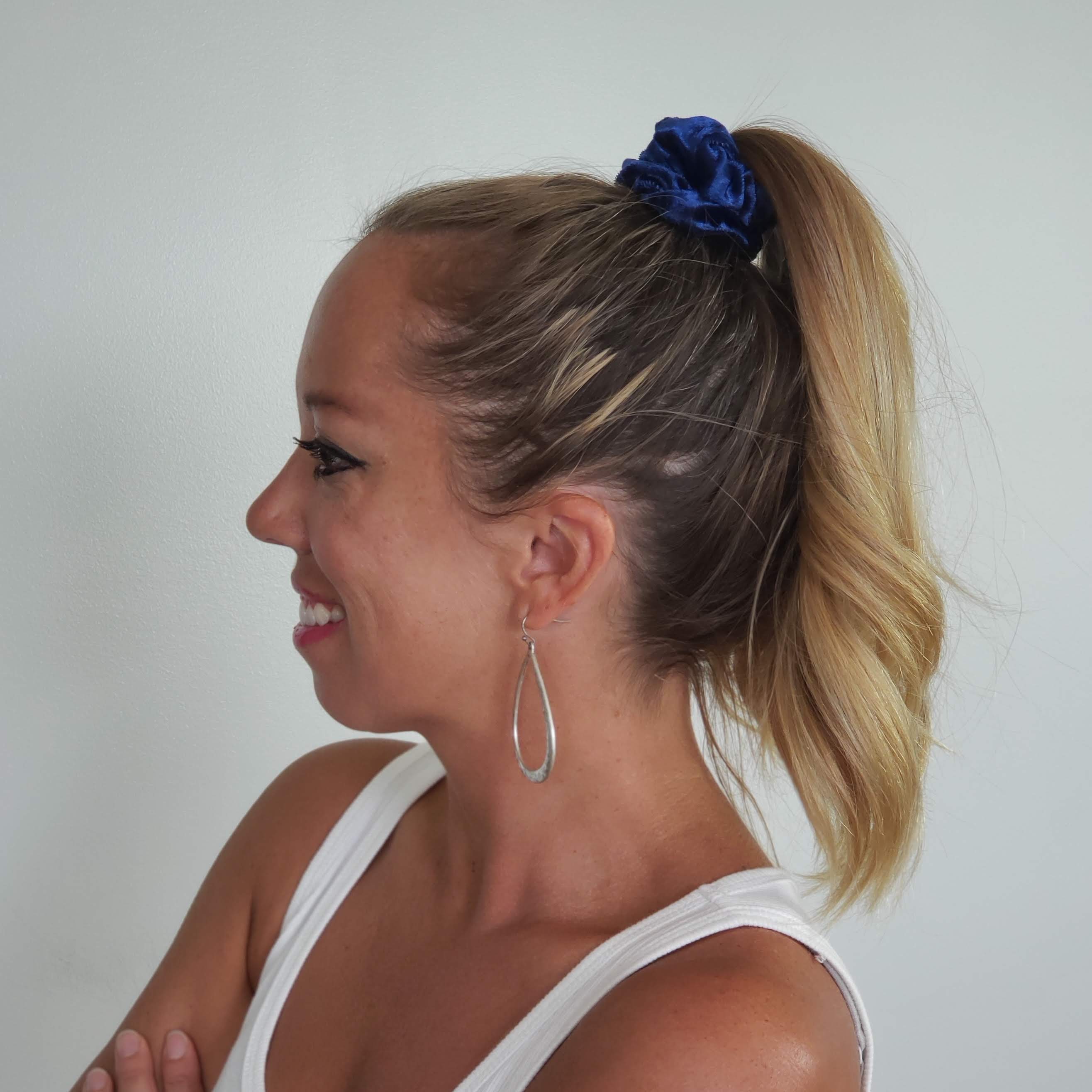 Navy Velvet Scrunchy