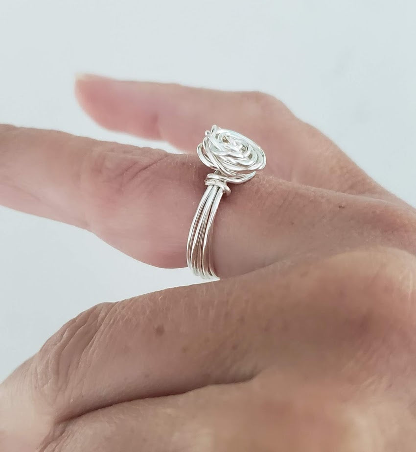 Wire Wrapped Rose Ring