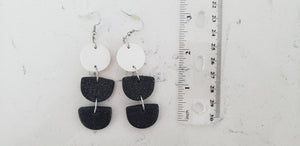 Clay Earrings - Black Sparkle & White