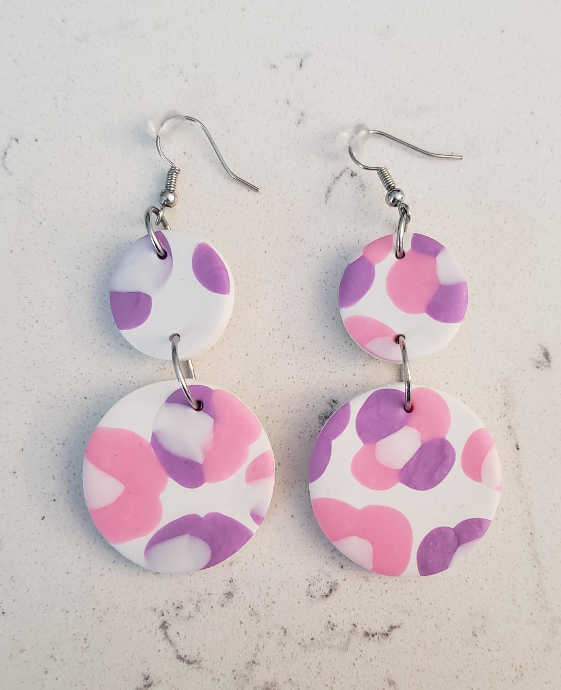 Clay Earrings - Pink & Purple Leopard