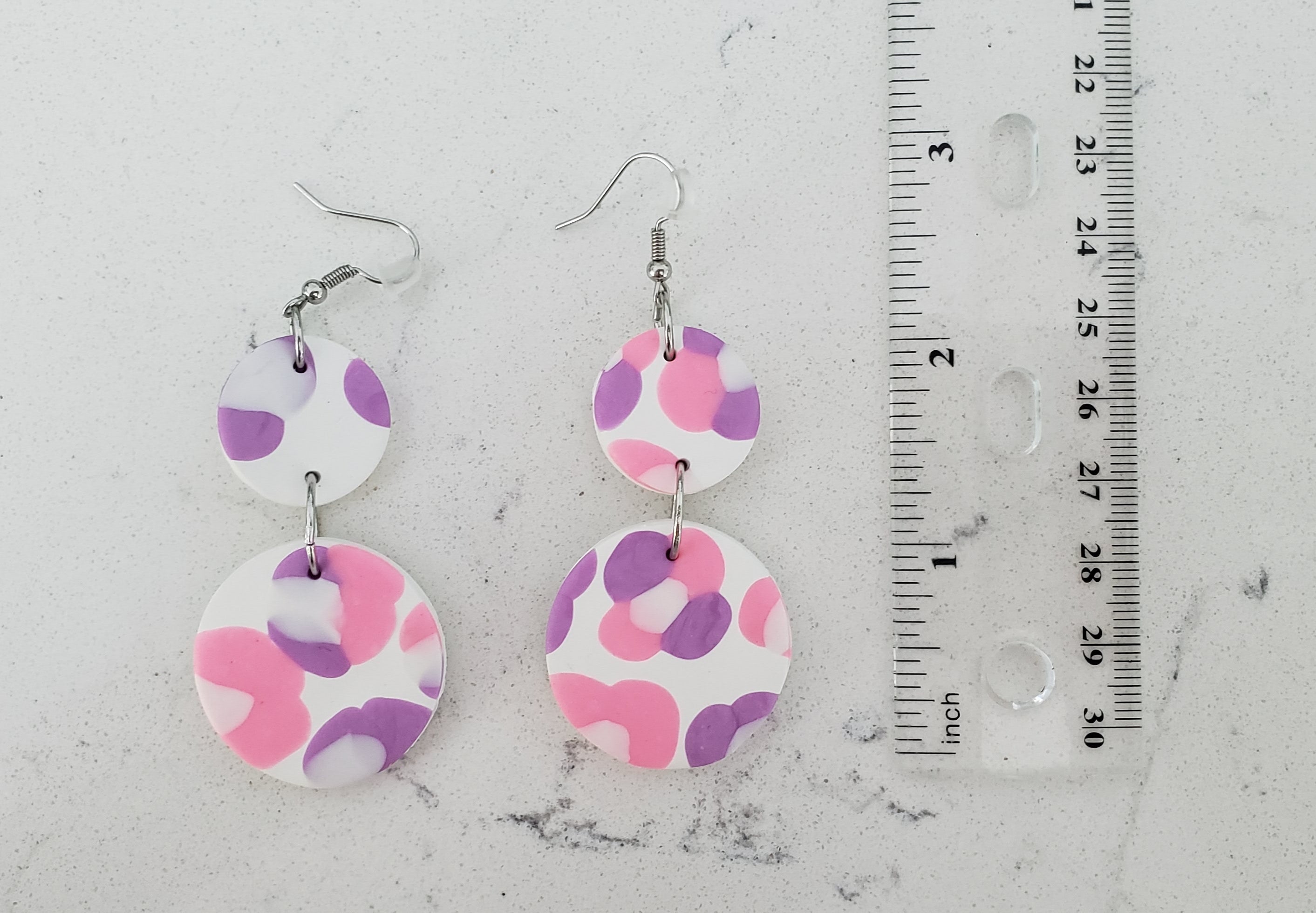 Clay Earrings - Pink & Purple Leopard