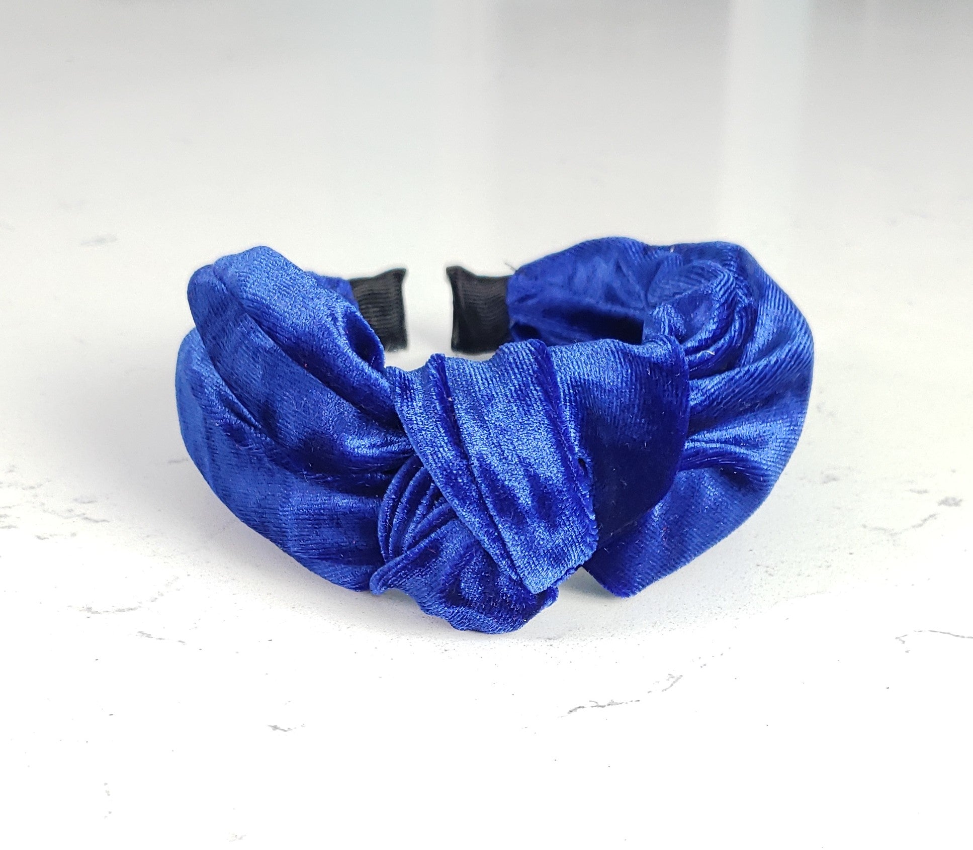 Alana Velvet Knotted Headband - Blue