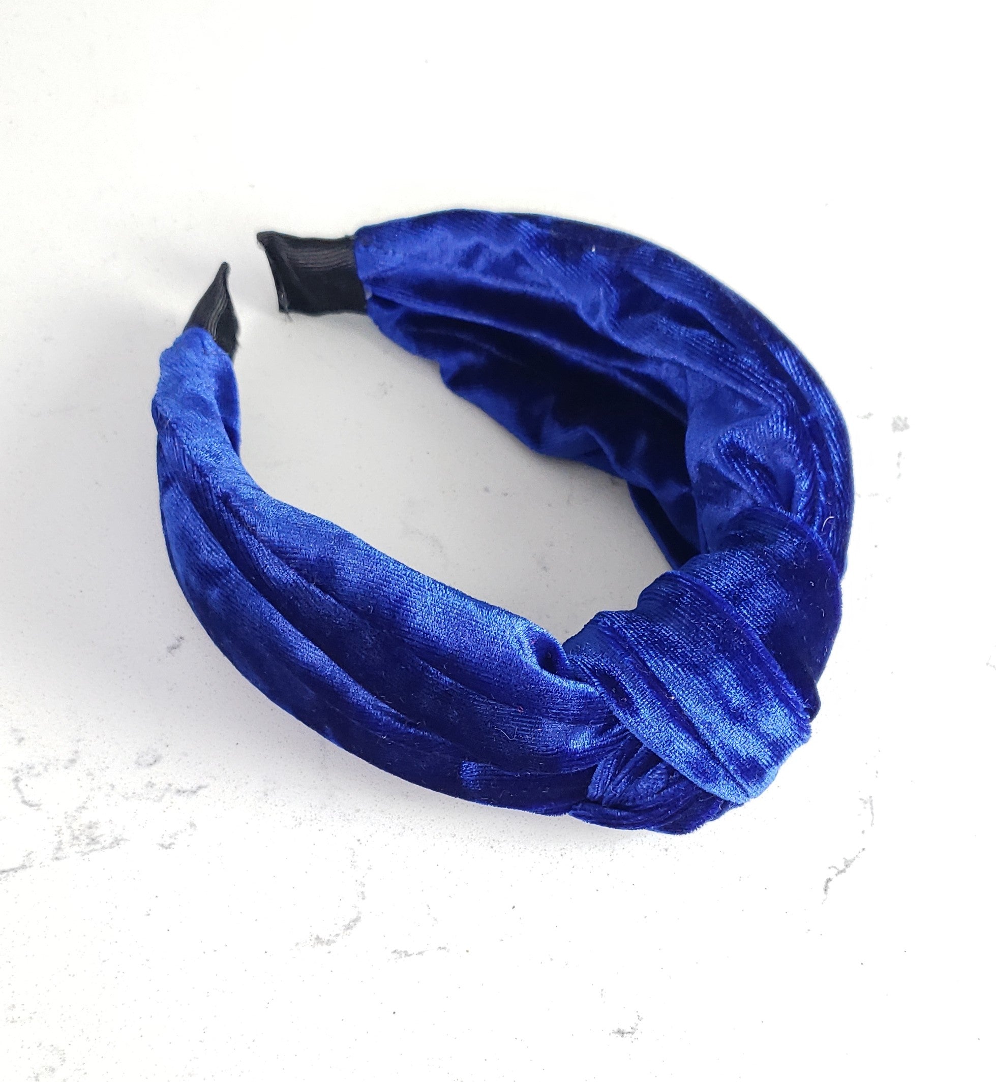 Alana Velvet Knotted Headband - Blue