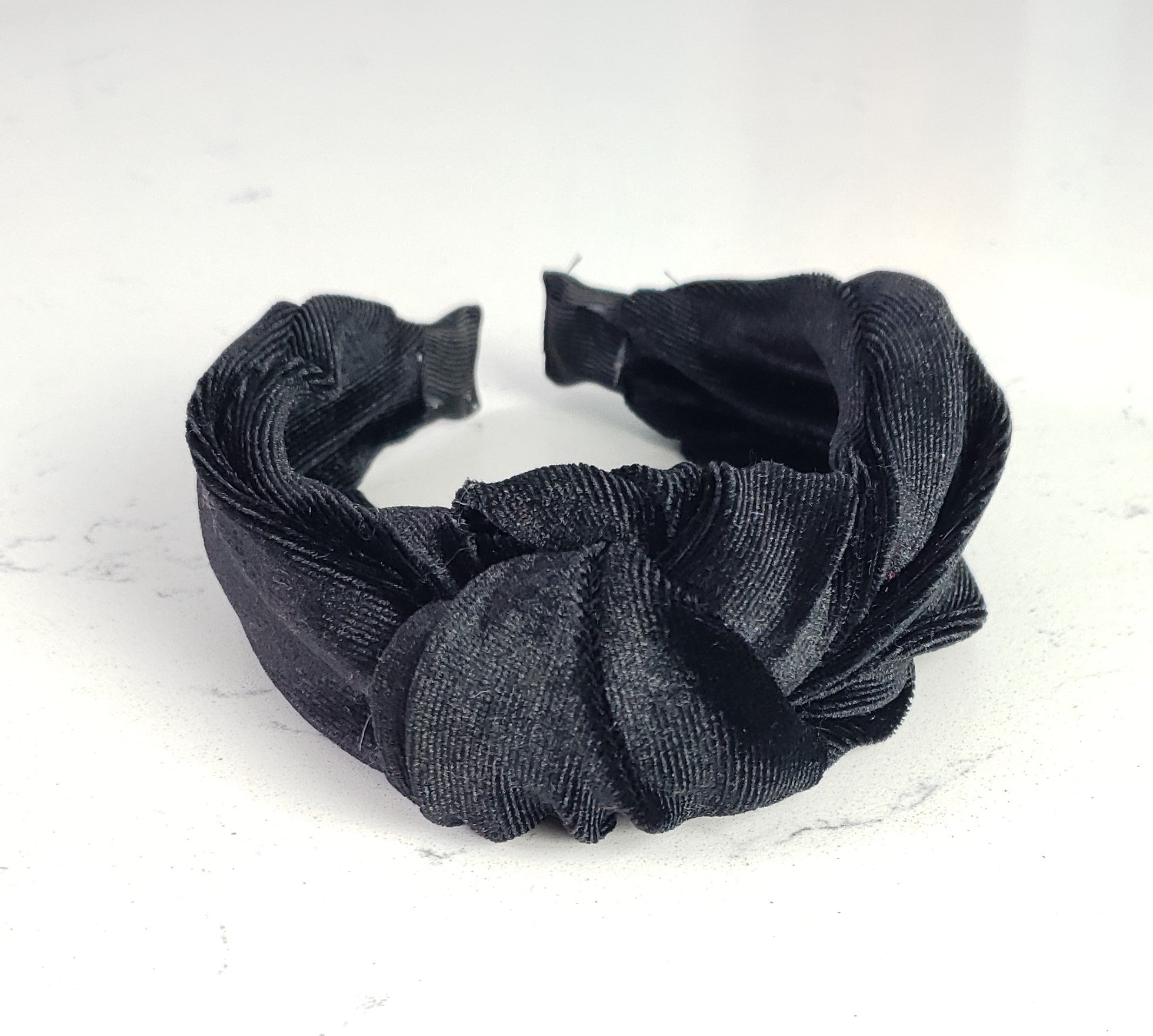 Nora Velvet Knotted Headband - Black