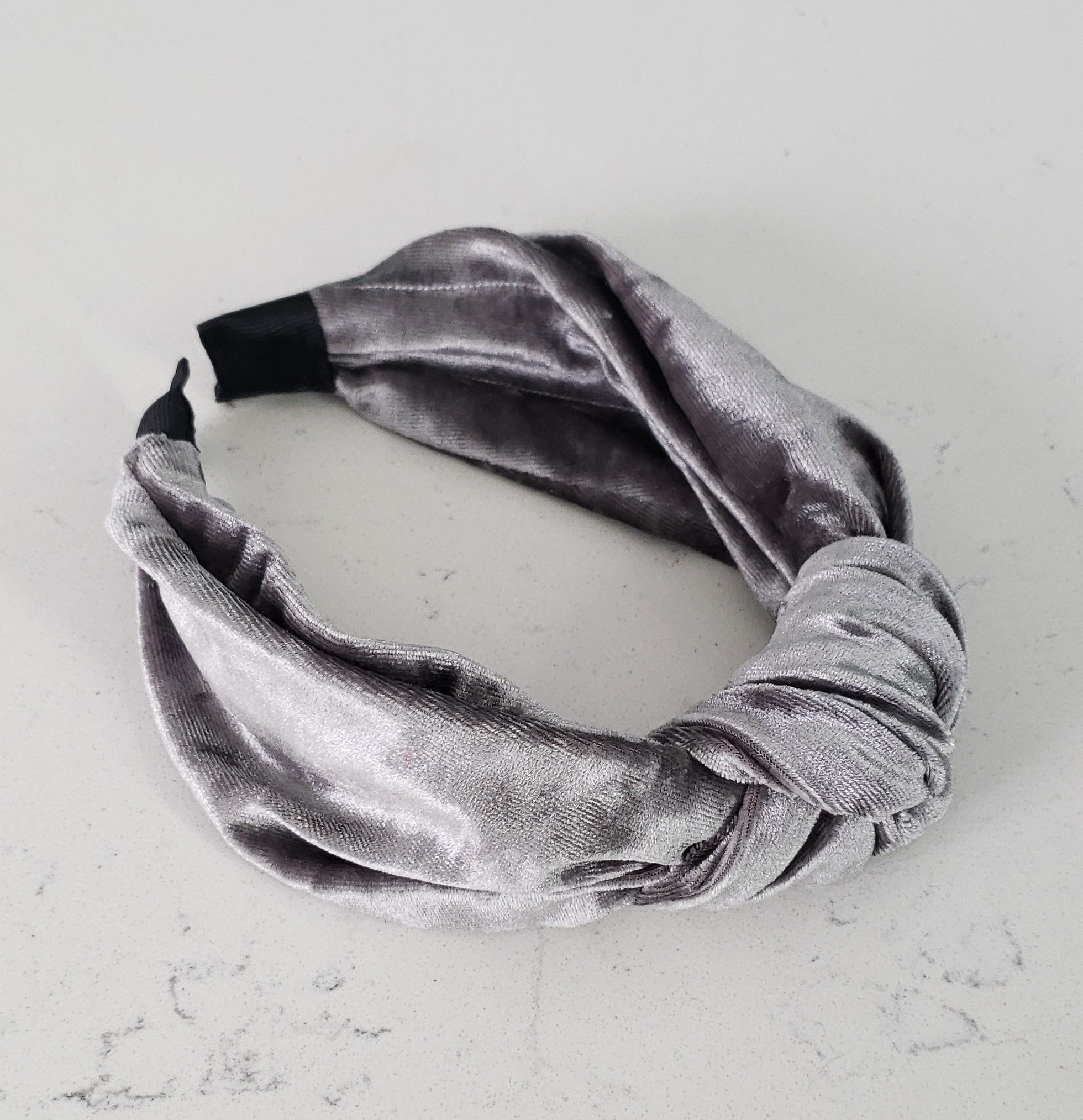 Cheyenne Velvet Knotted Headband - Gray