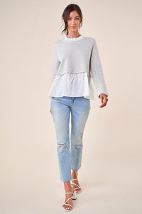 Babydoll Ruffle Sweater - Gray