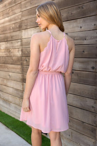 Sleeveless Woven Dress - Pink