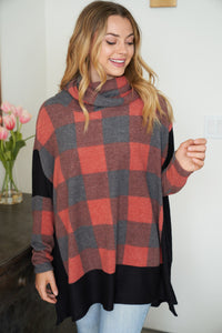 Buffalo Plaid Knit Top - Red & Black