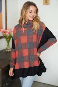 Buffalo Plaid Knit Top - Red & Black