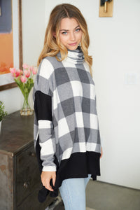 Buffalo Plaid Knit Top - Ivory & Black