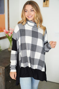 Buffalo Plaid Knit Top - Ivory & Black