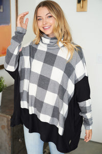 Buffalo Plaid Knit Top - Ivory & Black