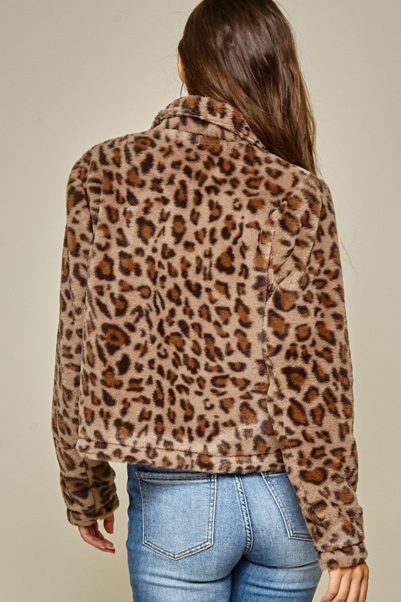 Faux Fur Jacket- Leopard