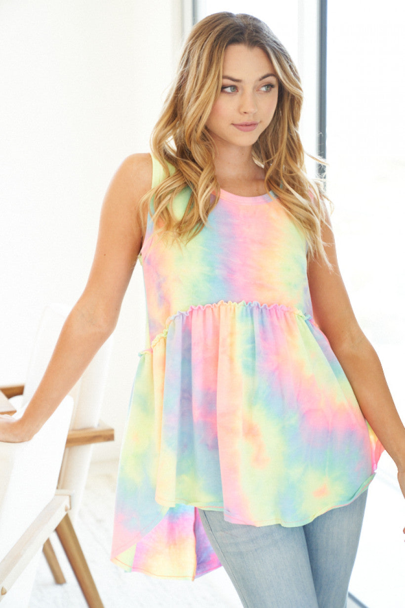 Empire Waist Tank - Pastel Tie Dye