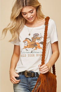 Hold Your Horses Graphic Tee - White