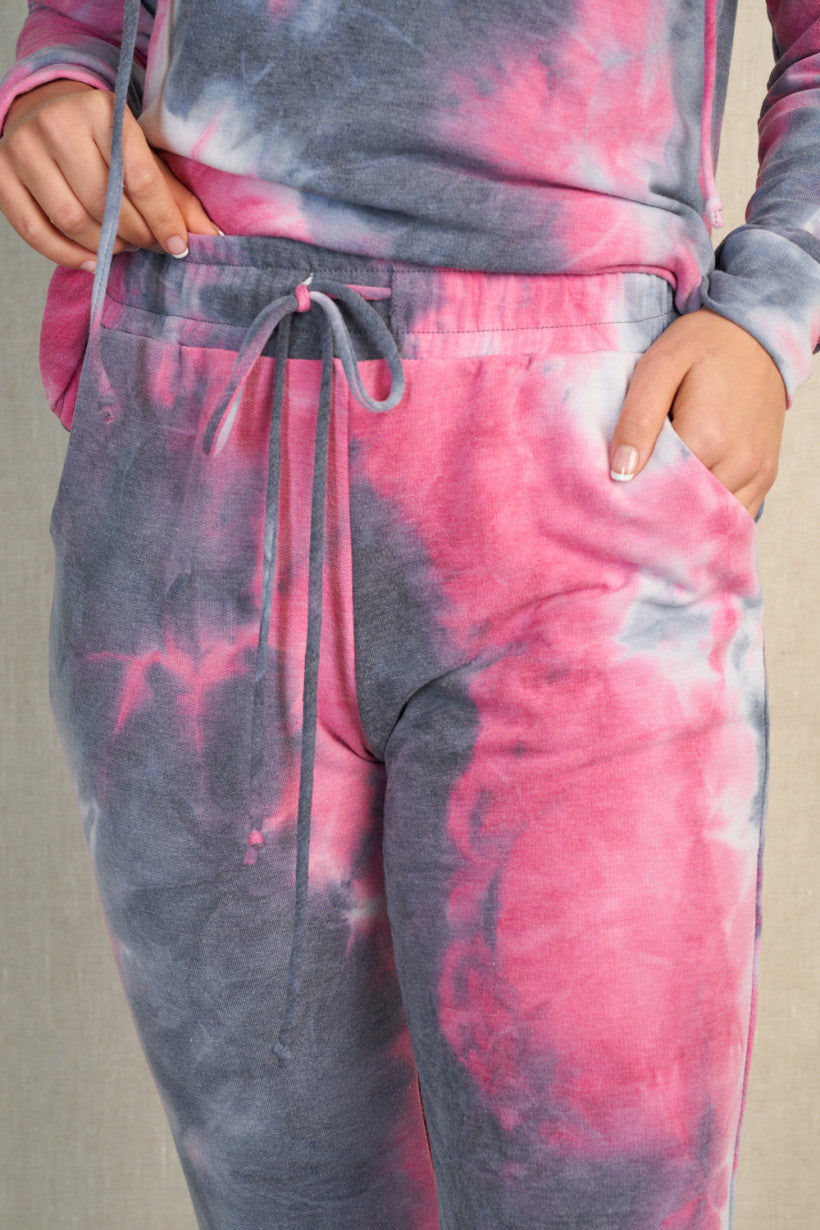 Tie Dye Two Piece Set - Gray & Pink