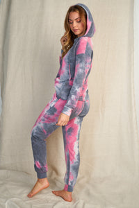 Tie Dye Two Piece Set - Gray & Pink