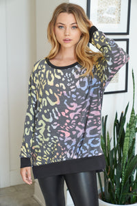 Leopard Print Sweater - Rainbow