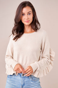 Ruffle Back Sweater - Oatmeal