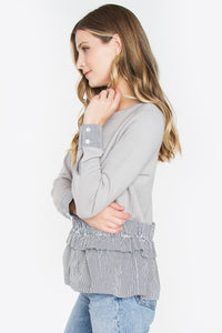 Ruffle Knit Top - Gray