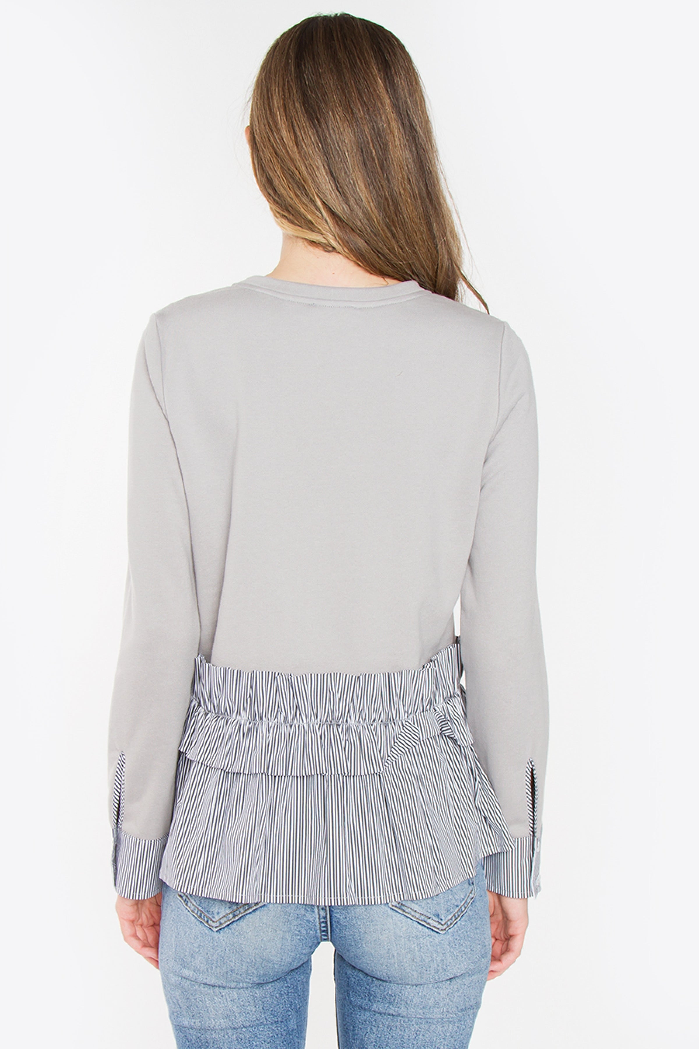 Ruffle Knit Top - Gray