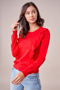 Ruffle Sweater - Red