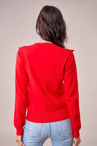 Ruffle Sweater - Red