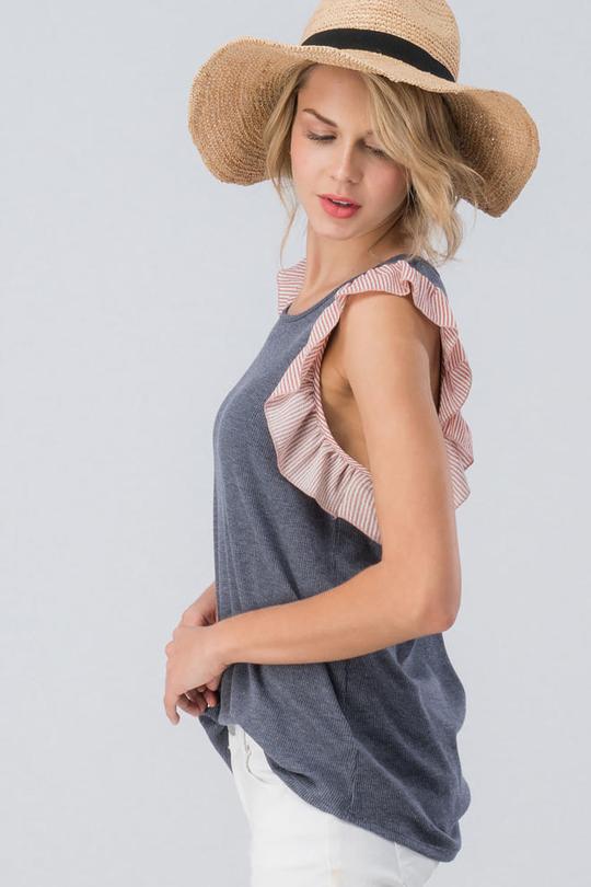 Ruffle Tank - Blue