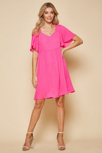 Sweetheart Babydoll Dress - Hot Pink