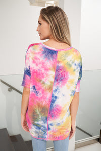 Tie Dye V-Neck Knit Top